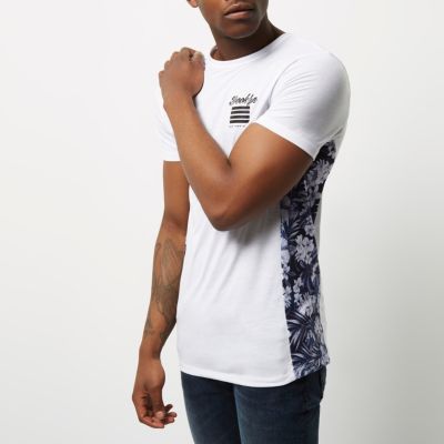 White Brooklyn print muscle fit T-shirt
